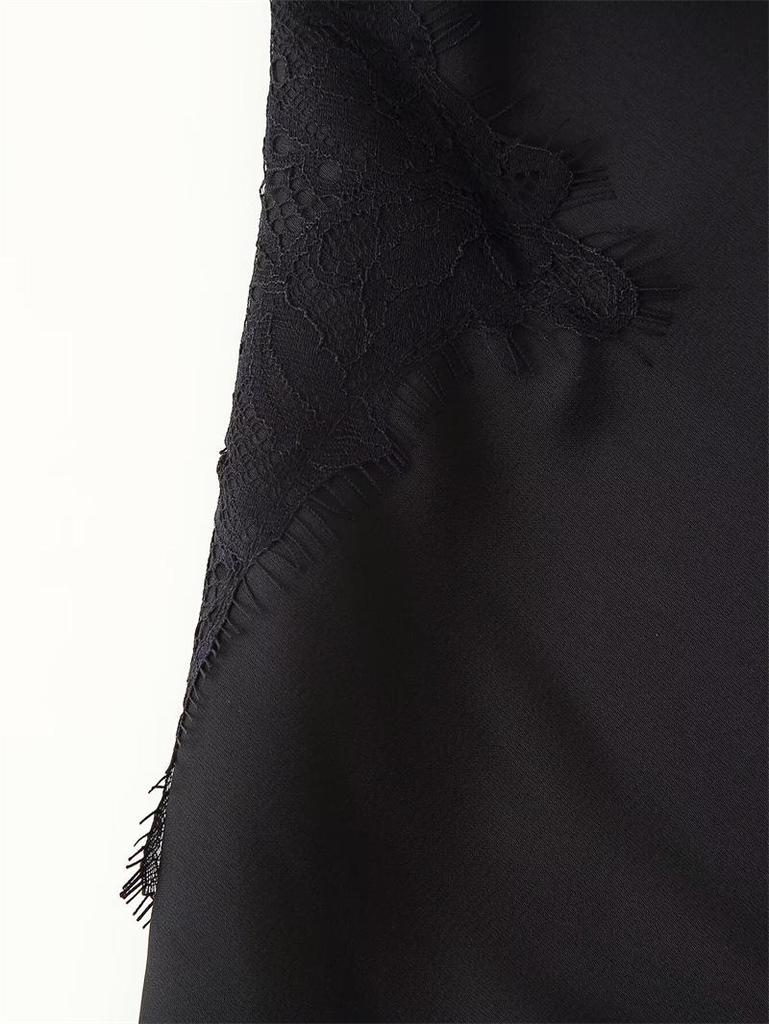 2025 Cross-Border Lace Halter Top & Satin Skirt Set