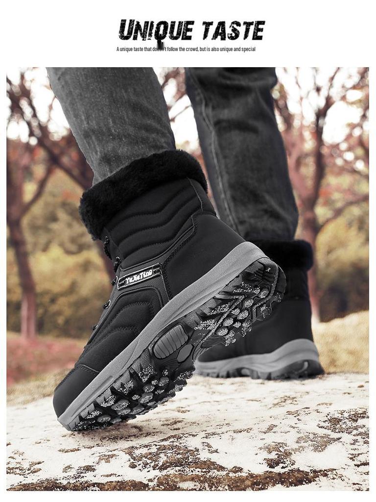 Unisex Mid-Calf Winter Snow Boots with Velvet Lining - Warm Outdoor Footwear for Men and Women