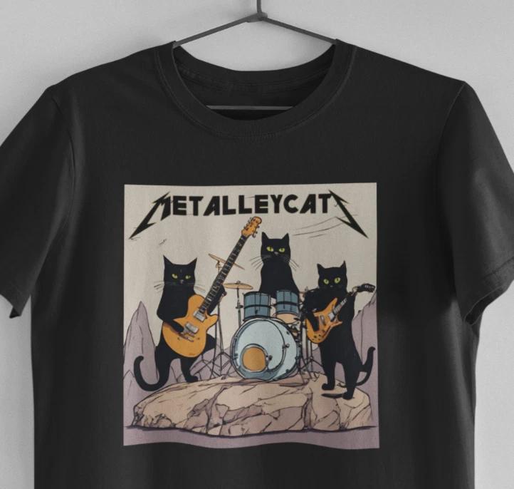 Metalleycats Metallica Parody Rock T-Shirt / Fun Cat Lover Rock Metal Gift Idea L