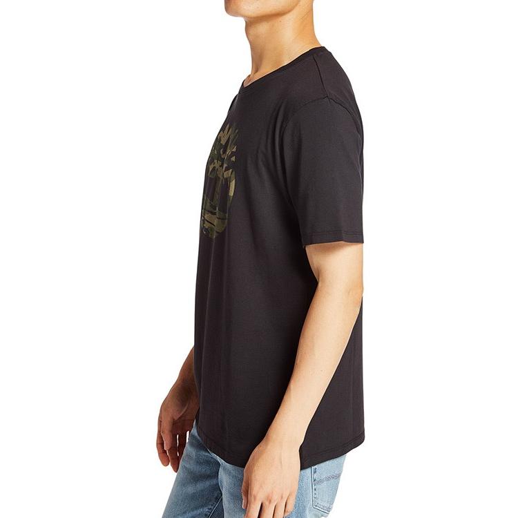 Timberland Camouflage Baumdruck Kurzarm Drop Shoulder T-Shirt Herren Oberteile Schwarz A2B4P001