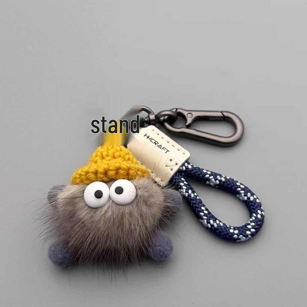 Cute Cartoon Mink Fur Coal Ball Keychain Pendant for Bags