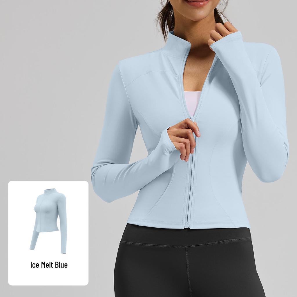 Women's Juyitang Stand-up Collar Yoga Jacket for Running & Cycling - Slimming, Elastic Fitness Top