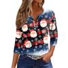 Women's T Shirt Tee Christmas Printed Button 3/4 Sleeve Tunic Daily Weekend Fashion Basic V- Neck Regular Top