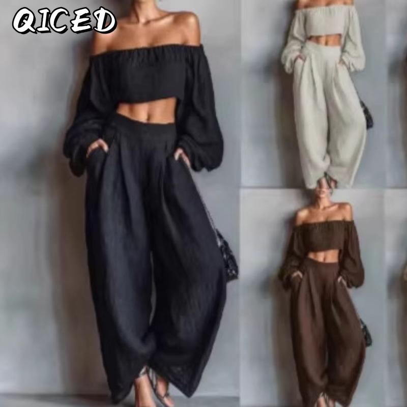 QICED Women's Fashion Casual Long Sleeve Pants Suits