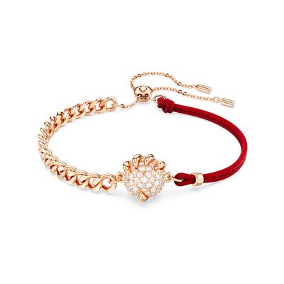 DRAGON & PHOENIX Drachenklaue Form Kristallbeschichtet Roségold Ton Baumwollseil Armband Damen Roségold/Rot 5675841