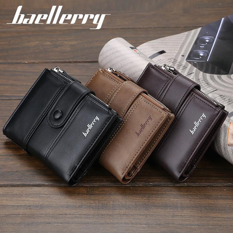 Men's Short Wallet European American Youth Multi Card Buckle Large Capacity Zipper Coin Purse