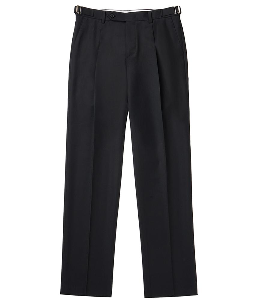 Neibieol Fine Wool Single-Pleat Tapered Pants - Black
