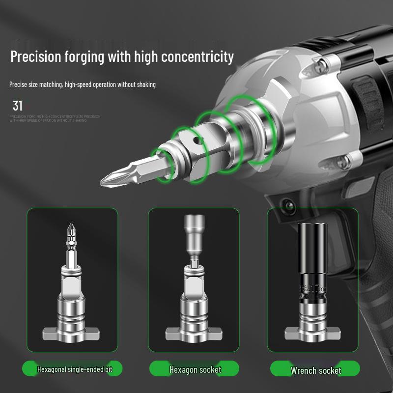 Electric Wrench Conversion Kit: Two-Way Square Drive Adapter & Multifunctional Drill Bit Set