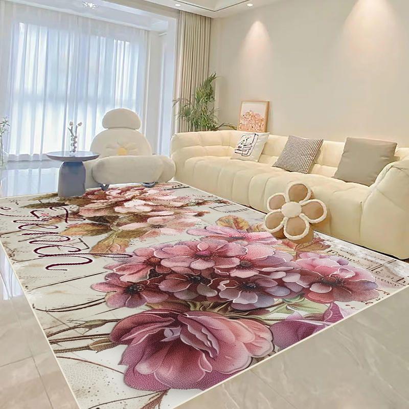Living Room Decoration Flower Carpets Modern Home Light Luxury Rug Parlour Sofa Side Soft Floor Mat Bedroom Bedside Large Carpet
