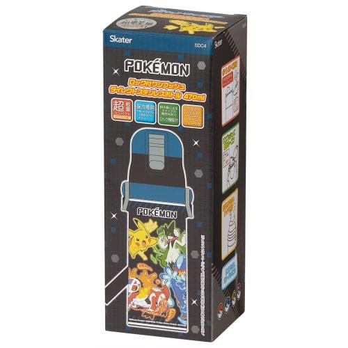 Skater Children's Water Bottle, Direct Drinking, 470ml, Pokemon Design, Size 25, Boys, Insulated, Stainless Steel, Lightweight, Sports Bottle, Kids' W