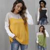 T-shirt Women's Pullover Knitted Sweater Cross-border European and American Women's Clothing Autumn and Winter New Sweaters Contrasting Colors Splici