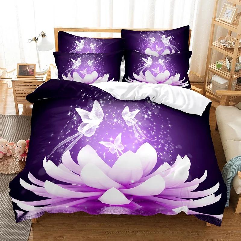 Flower Duvet Cover Set Queen King Size Blooming Golden Flower Twin Bedding Set For Girls Women Vibrant Floral Theme Quilt Cover
