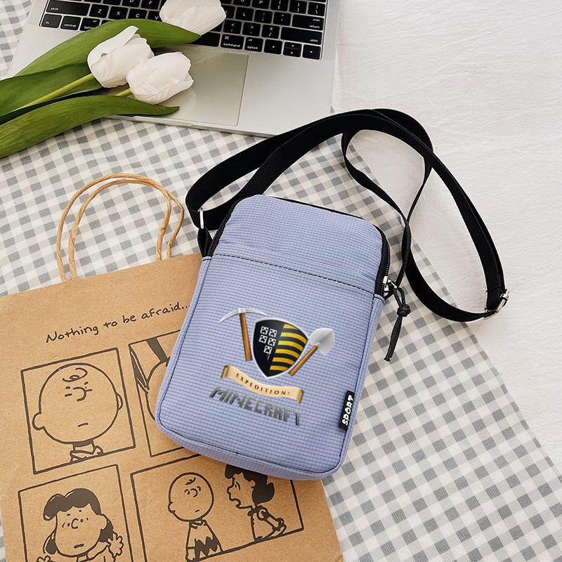 Printing Minecraft Pattern Canvas Single Shoulder Crossbody Bag Gift Fashion