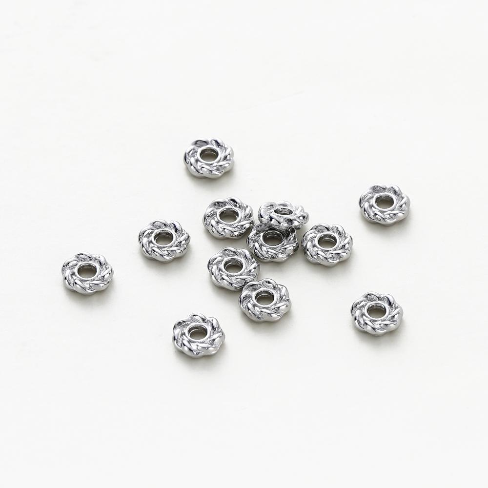 50pcs 6mm 14K 18K Gold Color Brass Round Flower Weave Polygonal Bracelets Beads Spacer Beads Jewelry Findings Accessories