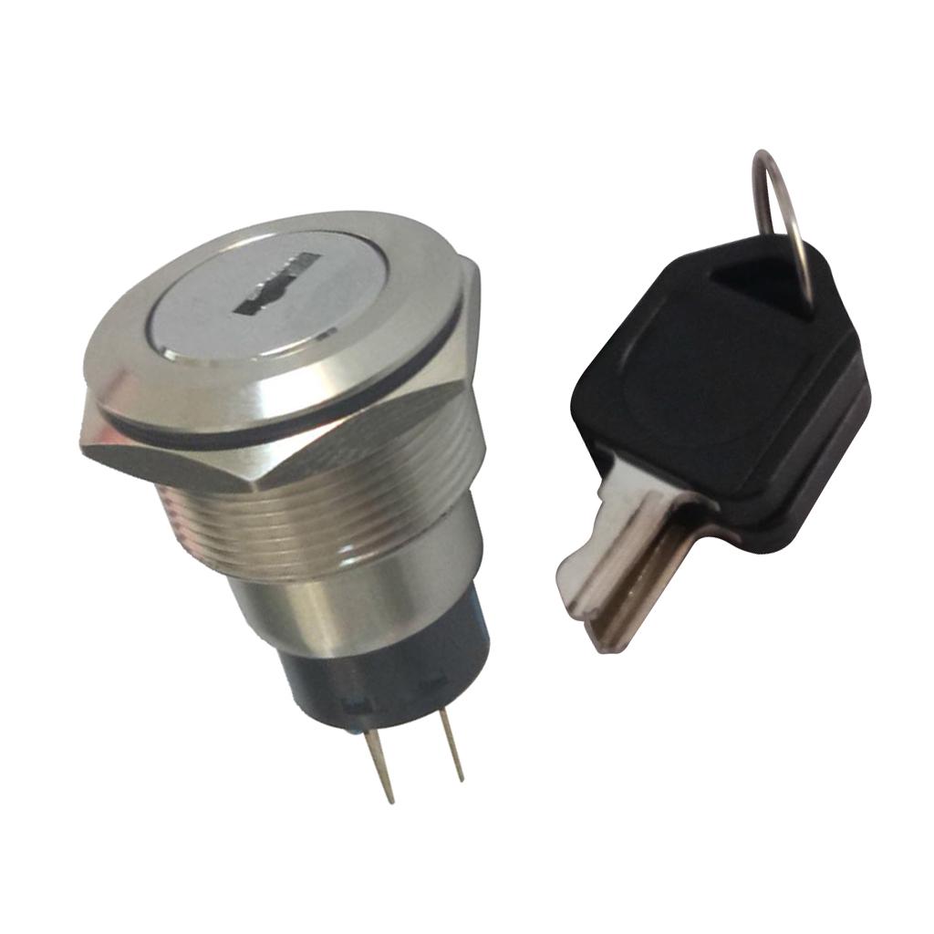 22mm Stainless Steel ON/OFF Electronic Key Switch Lock with 2 Keys 2NO+2NC