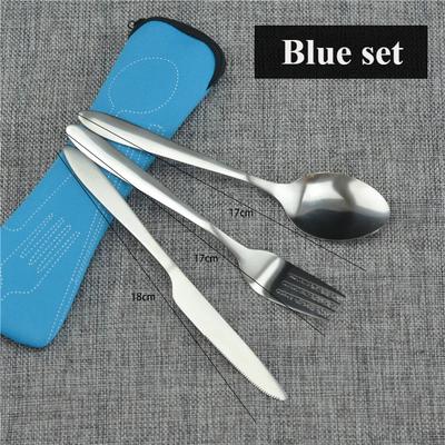 Stainless Steel Travel Cutlery Set with Zipper Case Portable Dishwasher-Safe Utensils for Picnic Camping Travel Household Kitche