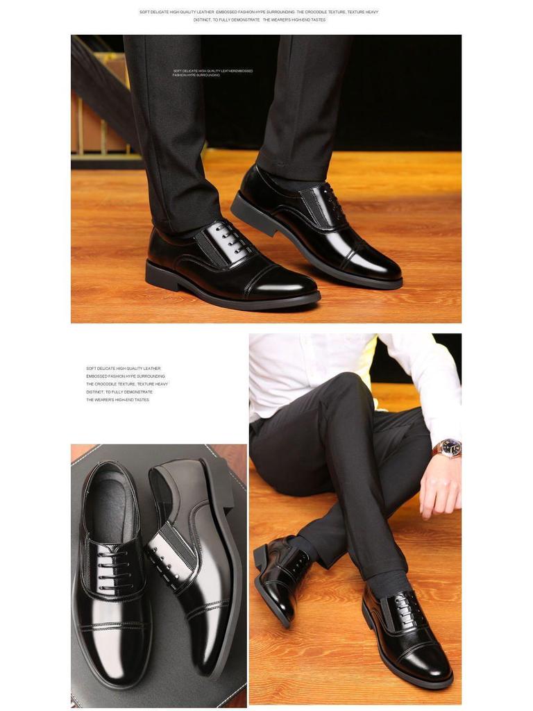 Men's British Style Three-joint Leather Shoes for Work and Casual Wear.