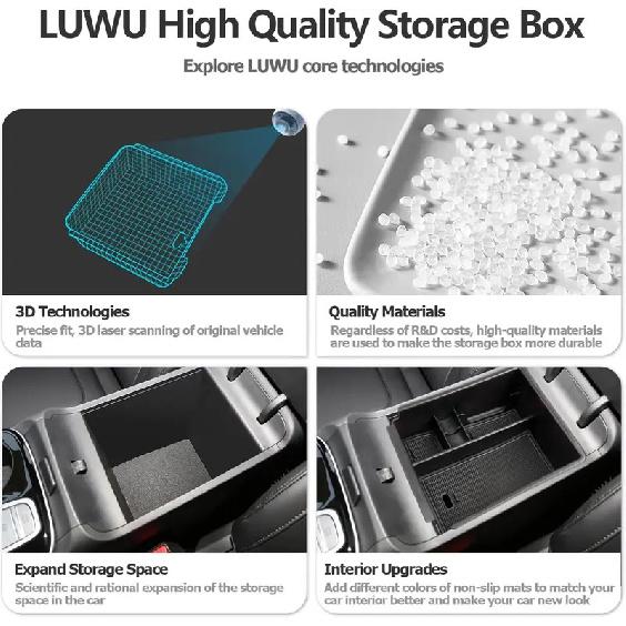 Center Console Organizer for   2024 Hyundai Tucson Limited and Tucson Hybrid Accessories, Push Button Transmission Only