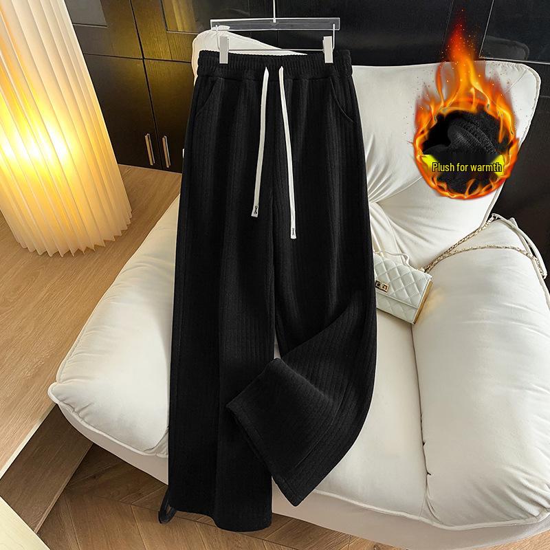 

Plus Size Velvet Thickened Long Casual Pants for Women - Fits Up to 300 Jin (Style 5558) 3XL чёрный