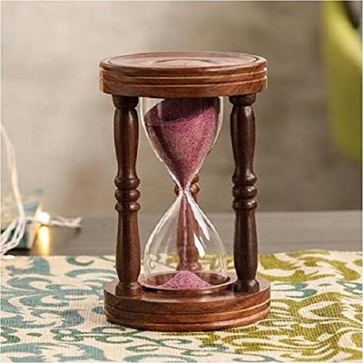 Nautical Wood Pink Sand Timer Hour Glass Sand Clock Sand Glass Ideal for Exercise Tea Maker 5 Minutes Showpiece 16.51 Cm