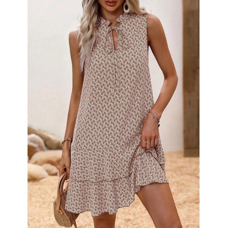 

IHUASU Women s Fashion Summer Spring Sleeveless V-Neck Casual Dresses XXXL