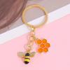 Keychain Pendant Decorative Bee Shape Keychain with Rhinestones Dripping Oil Compact Lightweight Versatile Backpack Accessory