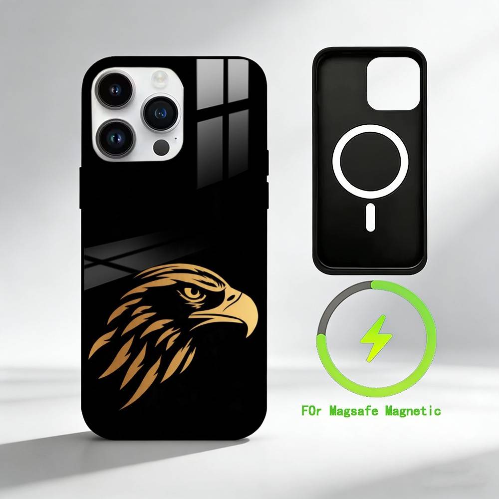 B-bald Eagle Phone Case For iPhone 17 16 15 14 13 12 Pro Max Plus for Mirror Wireless Magnetic Cover
