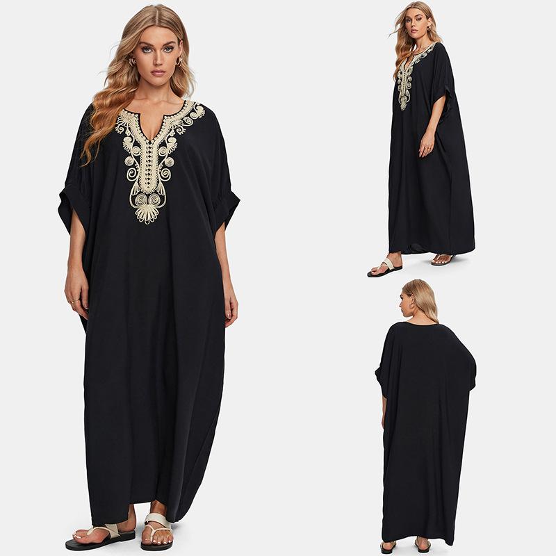 Embroidered Loose Women's Long Dress, Beach Dress, Sun Protection Cover Shirt