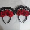 Big Rose Flower Halloween Headband Decoration Rose Flower Crown Red Rose Flowers Headdress  Girls