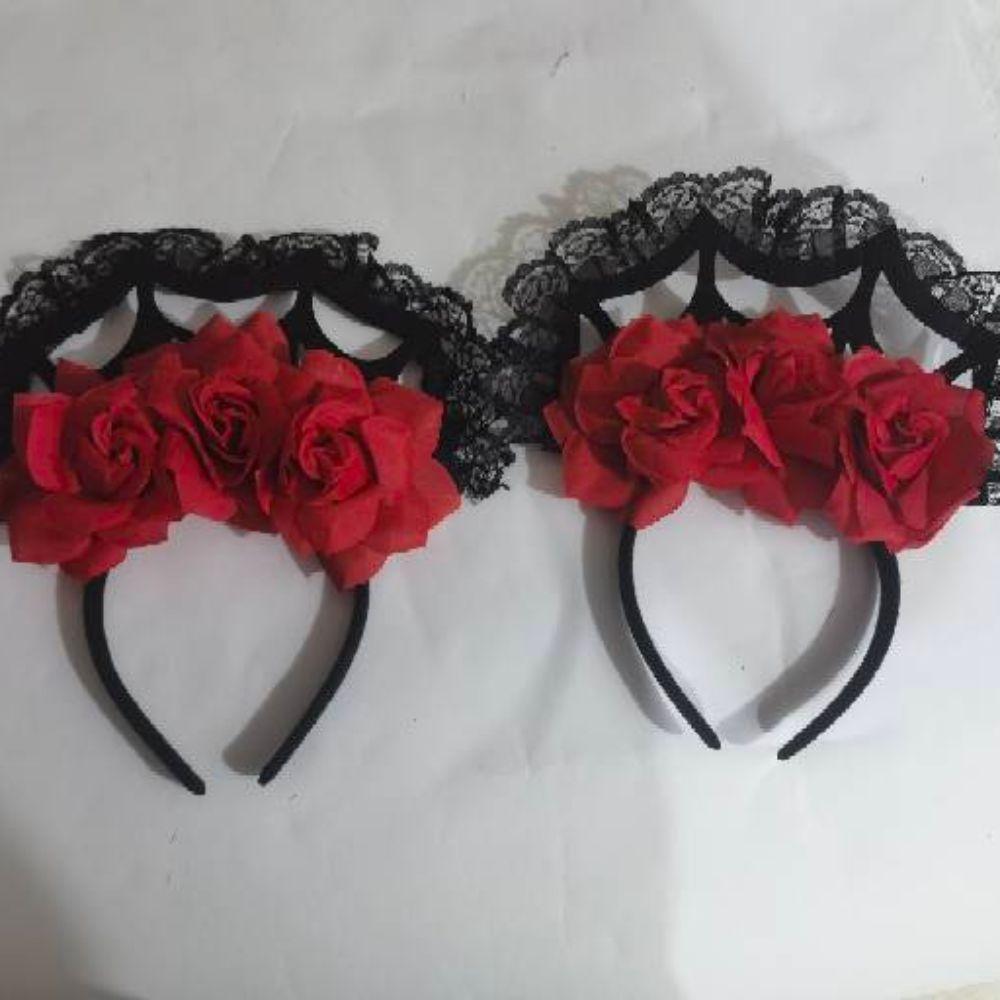 Big Rose Flower Halloween Headband Decoration Rose Flower Crown Red Rose Flowers Headdress  Girls