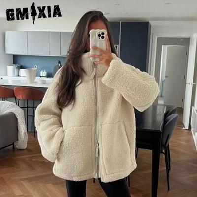 Jaquetas e casacos femininos vintage casual cor sólida estampa outono inverno manga comprida zíper gola