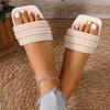 Fashion Women Fashion Pearl Slippers Summer Flats Square Toe Slides Sandals Woman Comfortable Beach Flip Flops Big Size Slippers