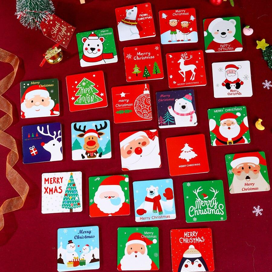 12 PCS/24PCS Random Christmas Greeting Card Kids Mini Blessing Greeting Cards Envelope New Year Postcard Gift Card Xmas Party