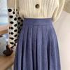 Móda Sukně s vysokým pasem plisovaná dámská korejská elegantní vysokoškolský styl midi sukně dámské podzimní zimní silné áčkové sukně