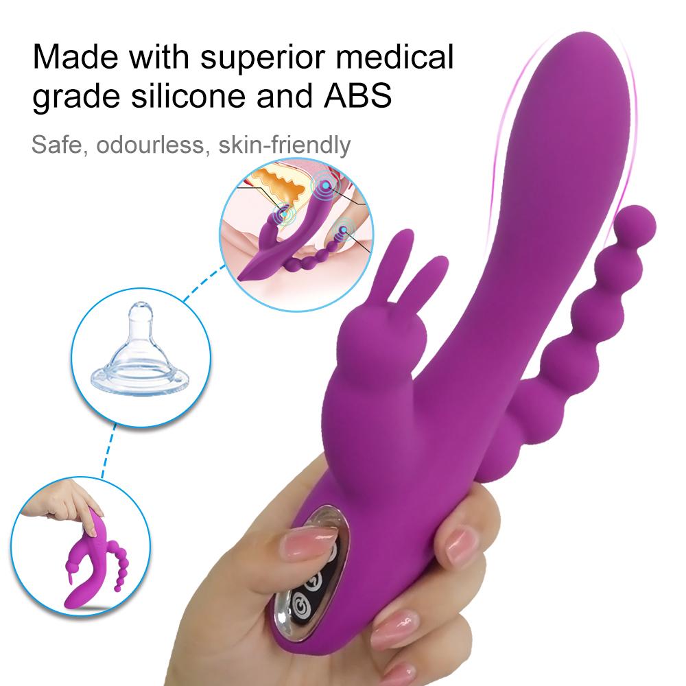 3 w 1 dildo dla kobiet królik wibrator wodoodporny akumulatorowy wibrator analny łechtaczki zabawki erotyczne dla par pomoce seksualne