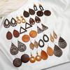 Wooden Earrings Fashion Fashion Exaggerated Geometry Cut Out Wood Earrings Women