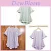 Striped Button Back Short Sleeve Shirt With Ruffle Detail For Casual Office Wear