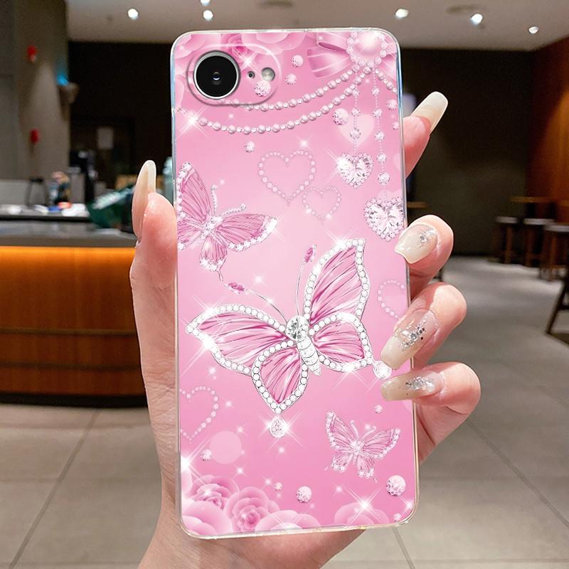 Per Custodia iPhone 17e Trasparente Lusso Moda Elegante Farfalla Fiore Morbido TPU Silicone Copri Telefono per Apple iPhone 17e 17 e Casing