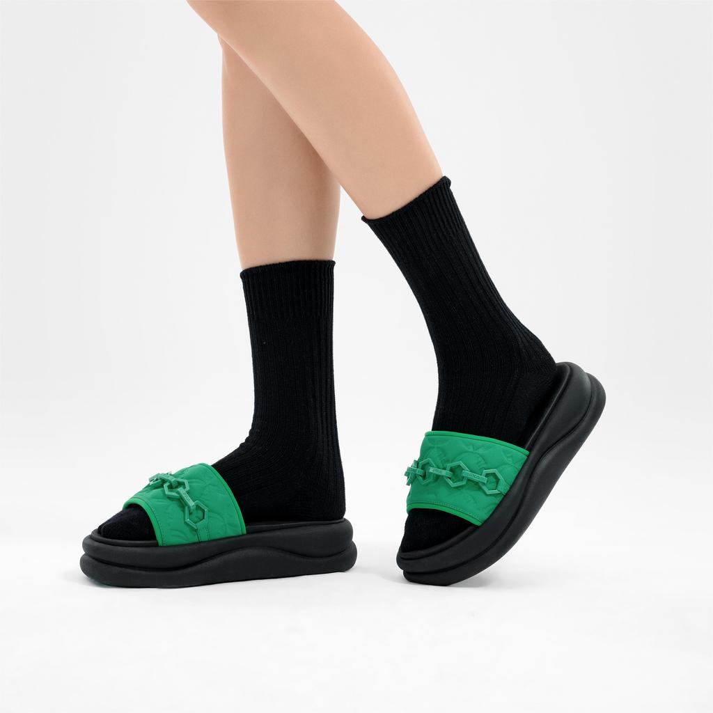 FILA Sponge Dolphin Comfortable Versatile Fashion Quick-Dry Slide Sandals Women sandals Green F12W422501FBG
