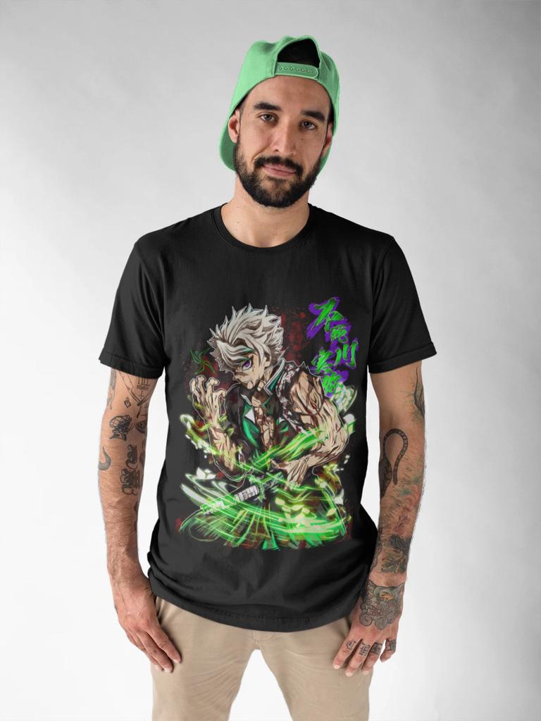 Sanemi Shinazugawa T-shirt Wind Hashira Demon Killer Horror Anime Summer New Retro Fashion Men and Women Streetwear