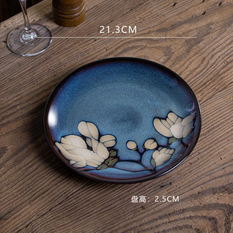 Creative Kiln Changing Glaze Ceramic Tableware Hand-painted Western Food Plate Steak Plate Dessert Dim Sum Plate