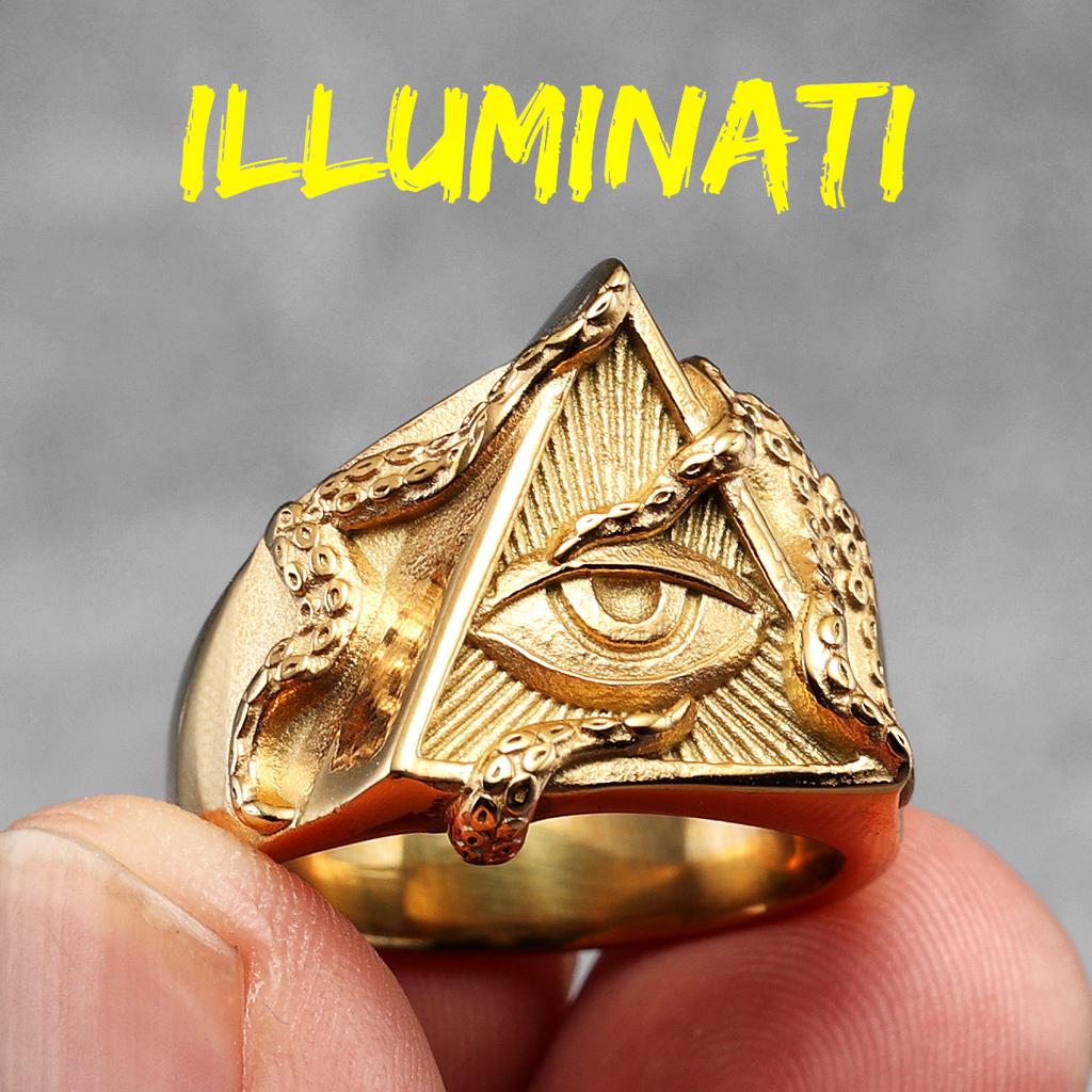Masonic Illuminati Octopus Eye Stainless Steel Womens Mens Rings Punk Vintage for Boyfriend Jewelry Creativity Gift