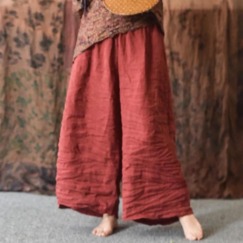 Sand Washed Wide Leg Loose Old Retro Literary Casual Pants Loose Plus Size Nine Point Straight Wide Leg Women