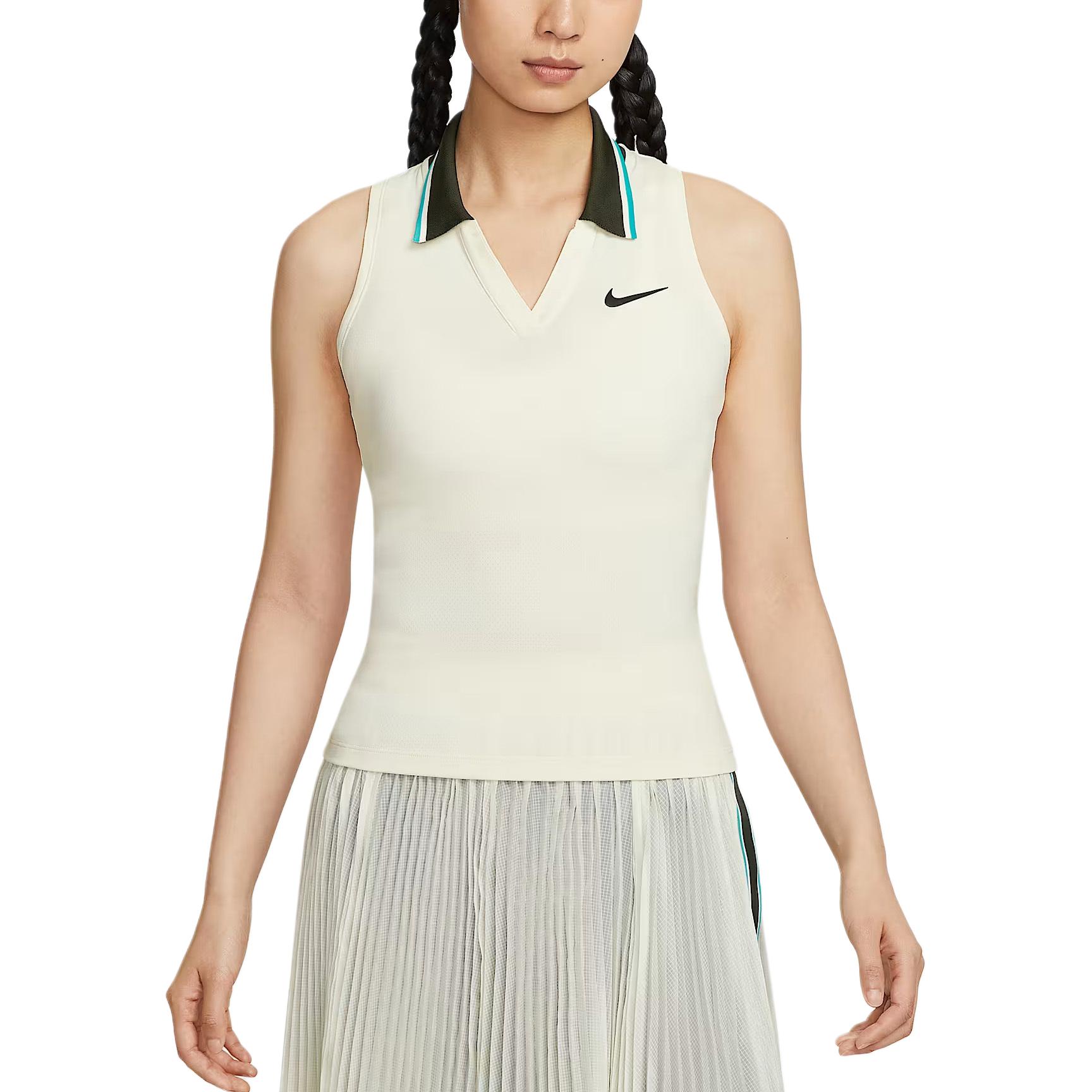 

Nike Court Slam Dri-Fit Comfortable Breathable Quick-Drying Soft Tank Top Women Tops Light-Ivory Cactus-Green Black FZ6753110 XL