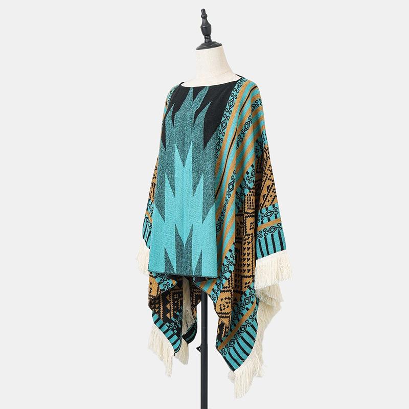 Winter Women Scarf Pullover Layers Poncho Elegant Lady Striped Tassel Warm Wrap Shawl Scarve Capa Para Mujer Pashmina Cloak New
