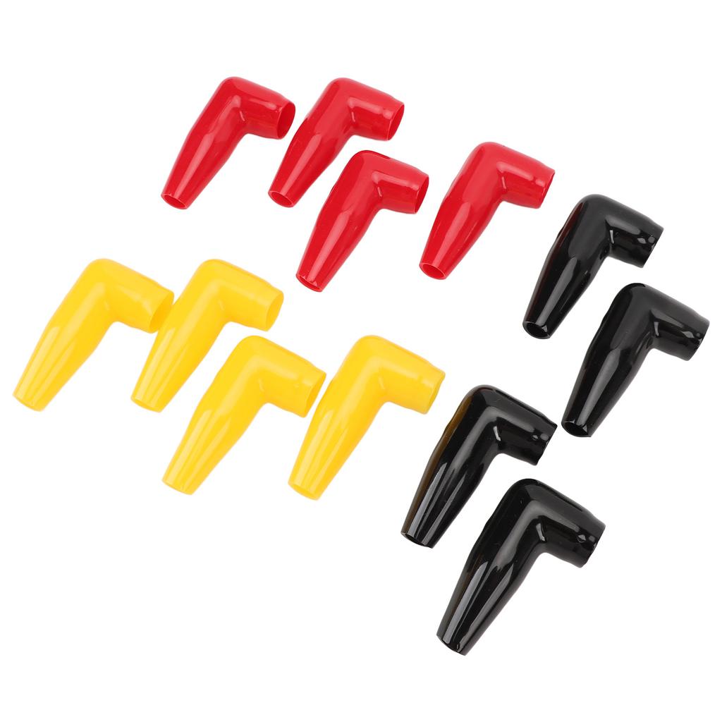 12PCS Battery Terminal Boots Insulating Covers 4 Red 4 Black 4 Yellow Protector Cable Lug Caps for Auto Marine