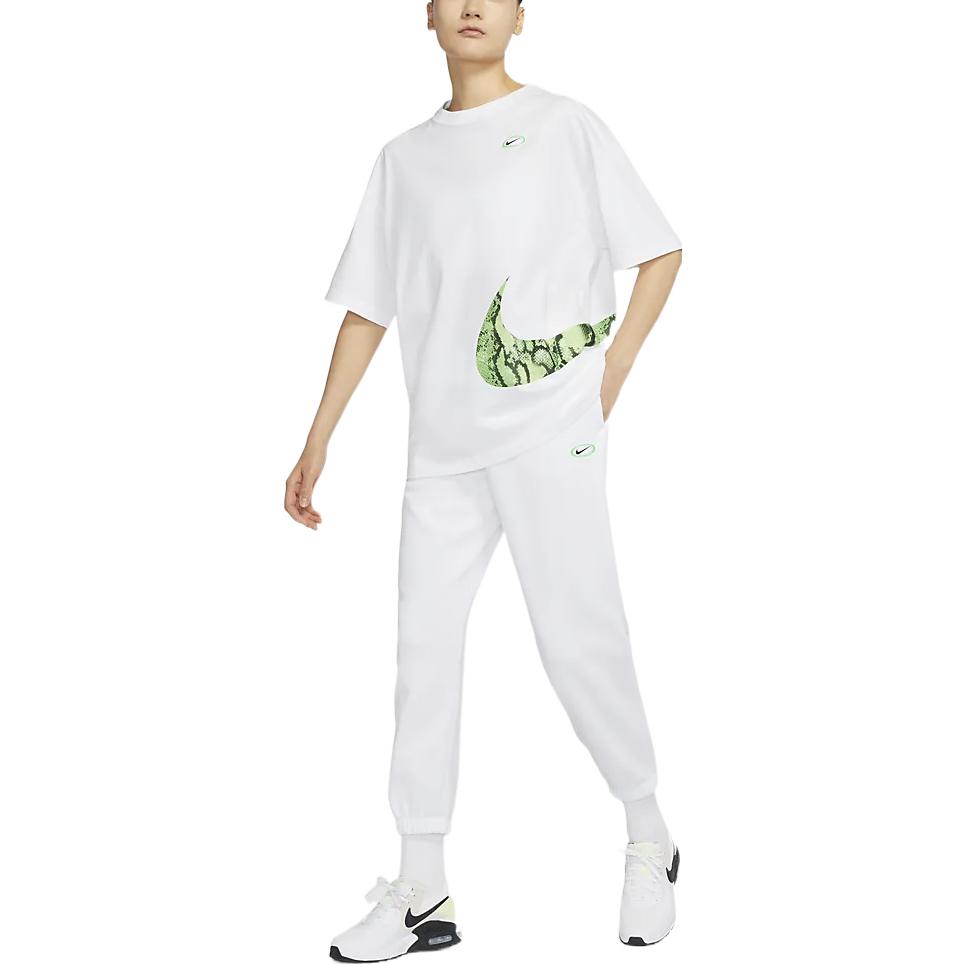 Nike Abbigliamento sportivo SS22 Tinta unita Logo Coulisse Lavorato a maglia Pantaloni casual Donna Pantaloni bianchi DV3321-100