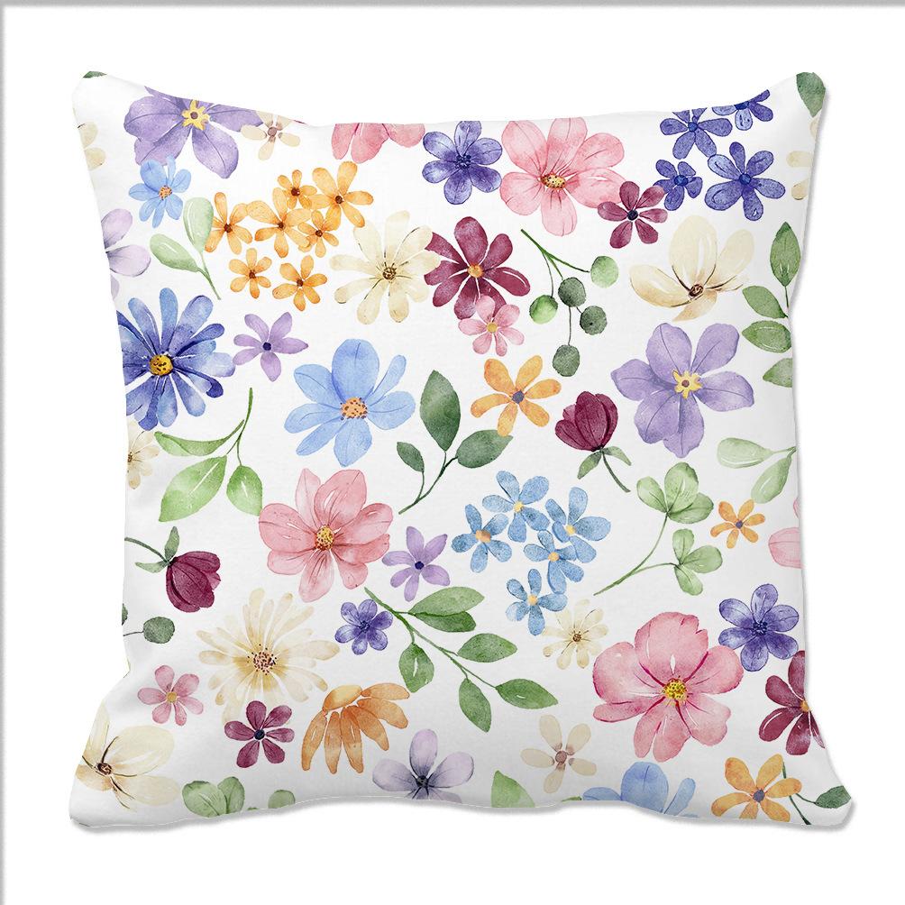 Spring and Summer Floral Contrasting Color Flower Pillow Case Digital Printed Pillow Home Romantic Decoration Sofa Backrest
