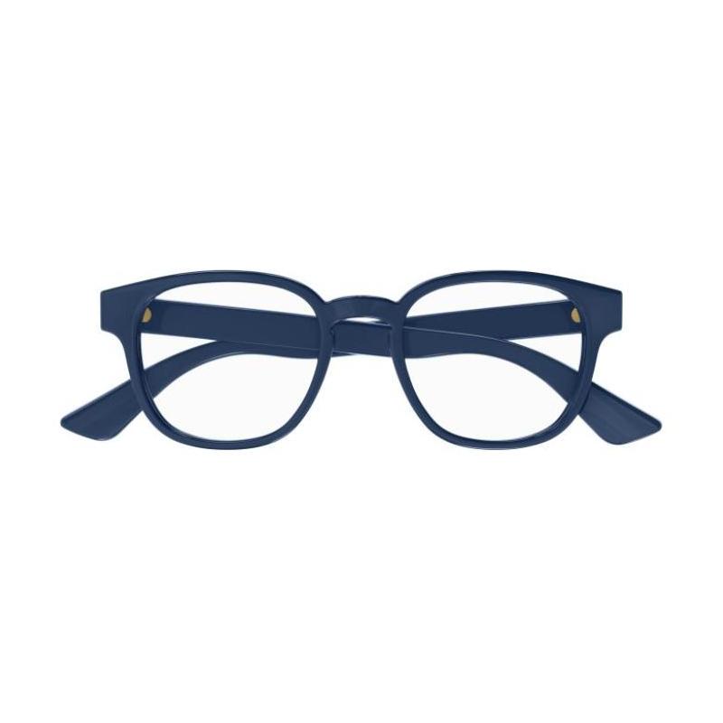 Gucci Temple Logo Square Optical Frame Unisex Couple Style Blue