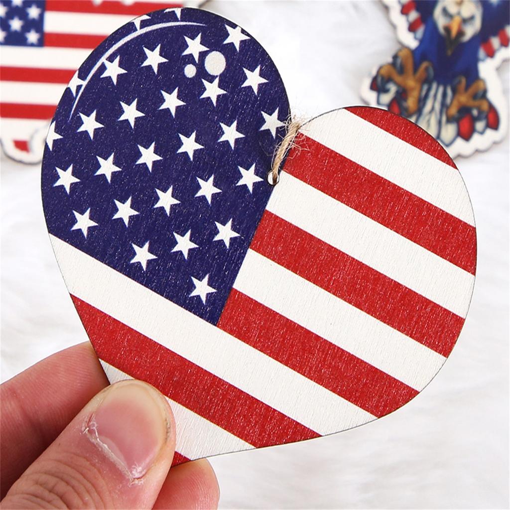 Wooden crafts, American Independence Day pendants, USA pentagram ornaments, themed party decorations, pendants
